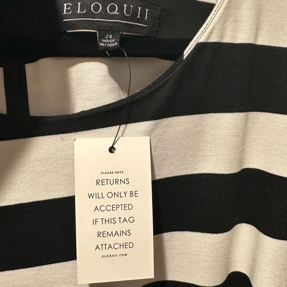 Eloquii Bold Striped Long Sleeve Dress - Picture 2 of 5